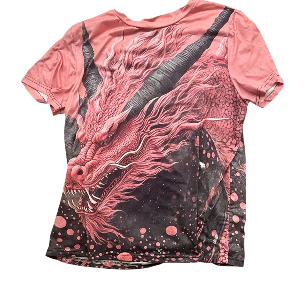 Dragon Print Woman’s T shirt - Pink & Black